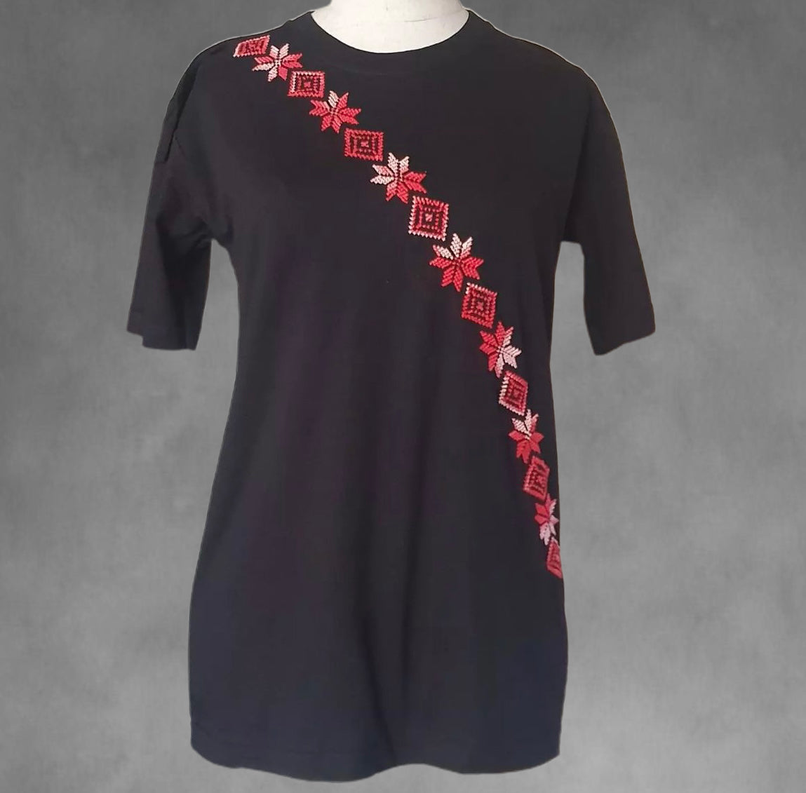 Black/Red Embroidered T-shirt