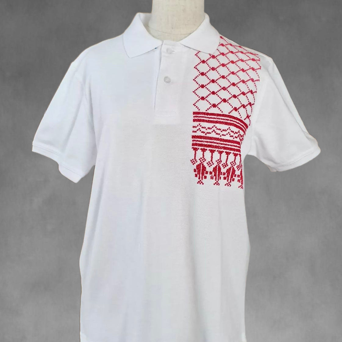 Polo Shirt with Red Shmag Tatreez