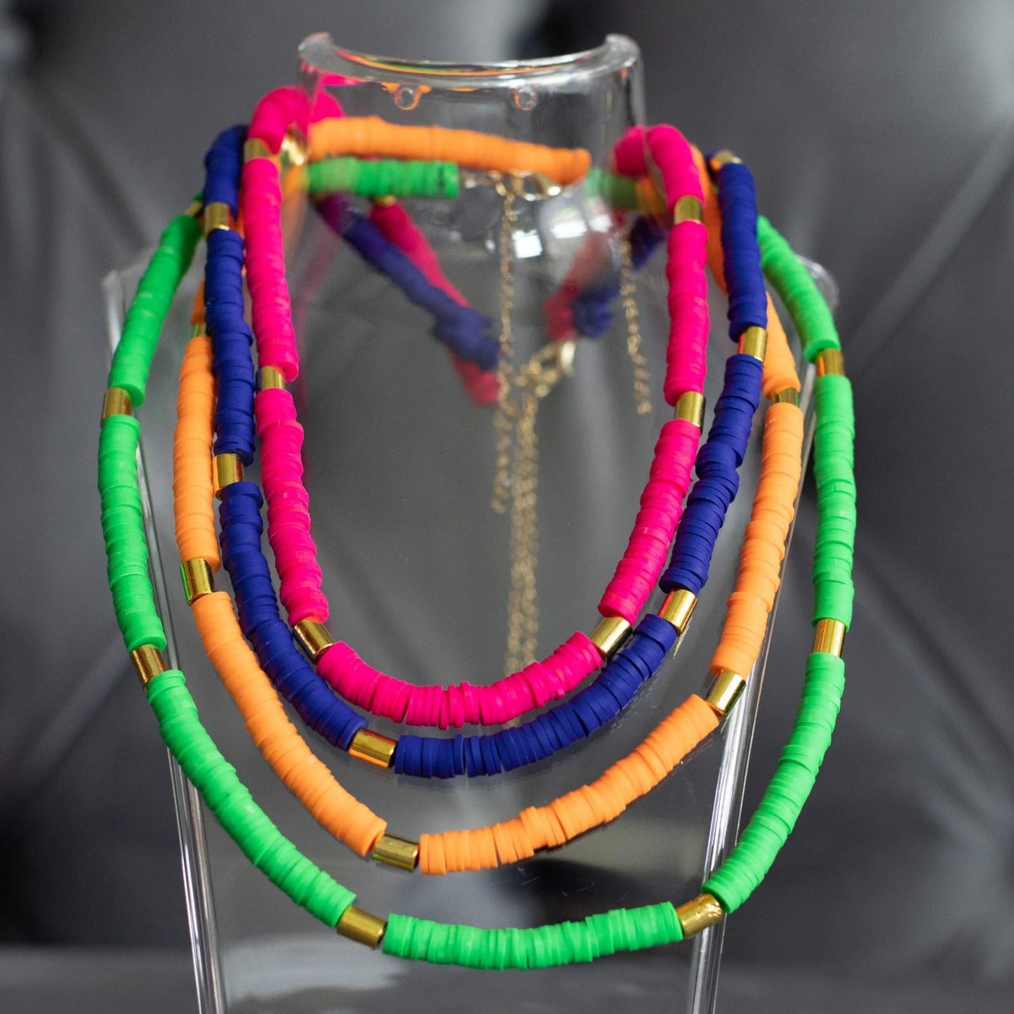 Colorful Necklace with Brass Block