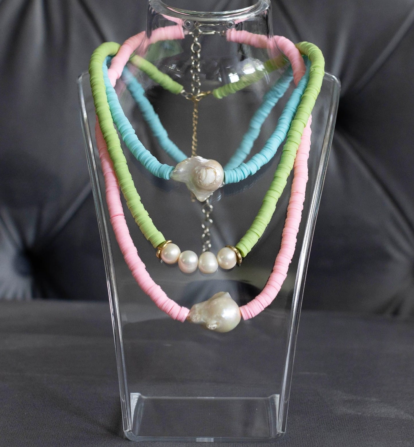 Pastel Necklace with Mother of Peark